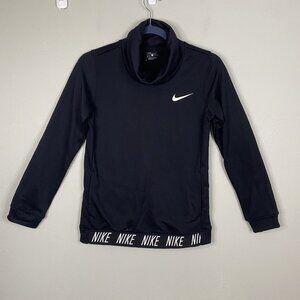 Nike Dri Fit Pull Over Funnel neck Girls Large black Activewear athleisure top